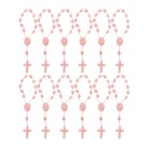 DZ05007P12 - Dezena de Acrílico Rosa Perolado c/12un. (Mini Terço) - 13,5x1cm