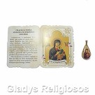 CM14011 - Cartão N. Sra. do Pérpetuo Socorro c/ Medalha - 7,5x6cm