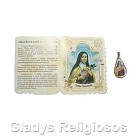 CM14017 - Cartão Santa Terezinha das Rosas c/ Medalha - 7,5x6cm