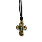 CC376200 - Cordão c/ Cruz Sagrada Família Ouro Velho - 31,5x2,5cm