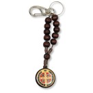CH7601150 - Chaveiro Medalha São Bento Dezena Madeira - 15x2,5cm