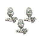 MD112004P3 - Pingente Primeira Eucaristia Níquel Envelhecido c/ 3un. - 3,5x3,5cm