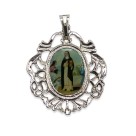 MD129090 - Medalha Santa Edwiges Camafeu Níquel - 5x4,2cm
