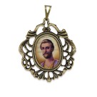 MD129618 - Medalha São Germain Camafeu Ouro Velho - 5x4,2cm