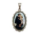 MD128421 - Medalha Santo Antônio Rendada Níquel - 4,1x2,6cm