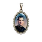 MD128402 - Medalha São João Bosco (Dom Bosco) Rendada Níquel - 4,1x2,6cm
