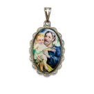 MD128474 - Medalha São José Rendada Níquel - 4,1x2,6cm
