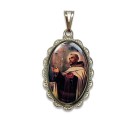 MD128442 - Medalha São João da Cruz Rendada Níquel - 4,1x2,6cm