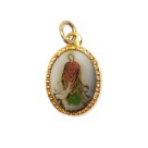 MD103124P10 - Medalha de Alumínio Oval Dourada c/ 10un. N. Sra. do Trabalho - 2x1,3cm