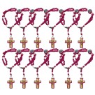 PU720480P12 - Pulseira Terço N. Sra. Aparecida Infantil Madeira c/ 12un. - 19x1,6cm