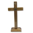 CU760057 - Crucifixo de Mesa São Bento Madeira - 28x13,5cm (3139)