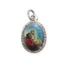 MD103914P10 - Medalha de Alumínio Oval Prata c/ 10un. Santa Mônica e Santo Agostinho - 2x1,3cm