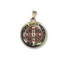 MD1420100 - Medalha São Bento Resinada Redonda Dourada - 3x2,5cm