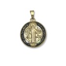MD1420100 - Medalha São Bento Resinada Redonda Dourada - 3x2,5cm