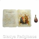 CM41802 - Cartão Sagrada Família c/ Medalha - 7,5x6cm