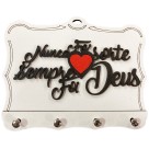 PC1981252 - Porta Chaves Nunca foi sorte sempre foi Deus - 19,5x14,5cm