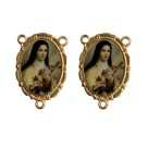 ET1953014 - Entremeio Santa Terezinha Das Rosas Dourado Duplo Resinado 1un. - 3,2X2,2cm