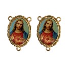 ET1953501 - Entremeio Sagrado Coração de Jesus Dourado Duplo Resinado 1un. - 3,2X2,2cm