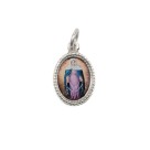 MD102425P20 - Medalha de Alumínio Oval  Prata c/ 20un. N. Sra das Lágrimas - 1,5x1cm