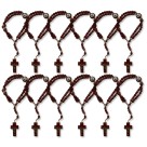 PU1541720P12 - Pulseira Terço São Miguel Arcanjo Madeira c/ 12un. - 22x1,8cm