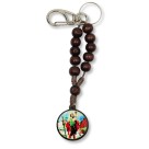 CH7601154 - Chaveiro São Cristóvão Dezena Madeira - 14x2,6cm