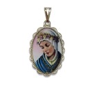 MD128018 - Medalha N. Sra. Da Salette Rendada Níquel - 4,1x2,6cm