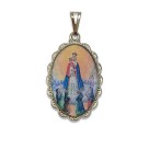MD128034 - Medalha N. Sra. Do Bom Parto Rendada Níquel - 4,1x2,6cm