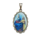 MD128052 - Medalha Santa Ana Rendada Níquel - 4,1x2,6cm