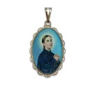 MD128065 - Medalha Santa Gemma Galgani Rendada Níquel - 4,1x2,6cm