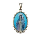 MD128024 - Medalha N. Sra. Das Mercês Rendada Níquel - 4,1x2,6cm