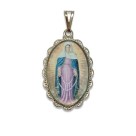 MD128093 - Medalha N. Sra. das Lágrimas Rendada Níquel - 4,1x2,6cm