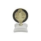 AO295021 - Pedestal Medalha de São Bento Dourada Resinada - 6,5x4,5cm
