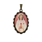 MD128202 - Medalha N. Sra. Rosa Mística Rendada Ouro Velho - 4,2x2,5cm