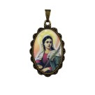 MD128251 - Medalha Santa Luzia Rendada Ouro Velho - 4,2x2,5cm