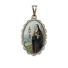 MD128060 - Medalha Santa Clara Rendada Níquel - 4,2x2,5cm