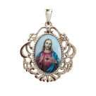 MD129454 - Medalha Sagrado Coração De Jesus Camafeu Níquel - 4,5x4cm
