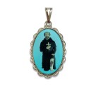 MD128489 - Medalha São Peregrino Rendada Níquel - 4,3x2,7cm
