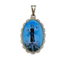 MD128488 - Medalha São Cono Rendada Níquel - 4,3x2,7cm