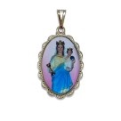 MD128106 - Medalha N. Sra dos Remédios Rendada Níquel - 4,3x2,7cm