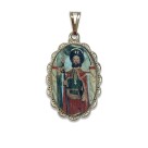 MD128494 - Medalha São Tiago de Compostela Rendada Níquel - 4,3x2,7cm