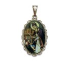 MD128487 - Medalha São Brás Rendada Níquel - 4,3x2,7cm