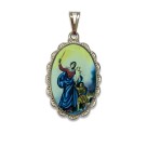 MD128108 - Medalha N. Sra da Defesa Rendada Níquel - 4,3x2,7cm