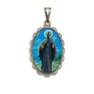 MD128490 - Medalha Santo Antônio de Categeró Rendada Níquel - 4,3x2,7cm
