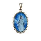 MD128039 - Medalha N. Sra. Do Líbano Rendada Níquel - 4,2x2,5cm