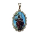 MD128439 - Medalha São João Batista Rendada Níquel - 4,2x2,5cm