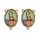 ET1953007 - Entremeio Sagrado Coração de Maria Dourado Duplo Resinado 1un. - 3,2X2,2cm