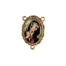 ET1953010 - Entremeio N. Sra. Das Dores Dourado Duplo Resinado 1un. - 3,2X2,2cm