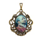 MD129609 - Medalha Santo Inácio de Loyola Camafeu Ouro Velho - 5x4,2cm