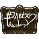 PC1981255 - Porta Chaves Fé, Amor e Esperança - 19,5x14,5cm