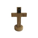 CU760099 - Crucifixo de Mesa São Bento Madeira - 12x7,5cm